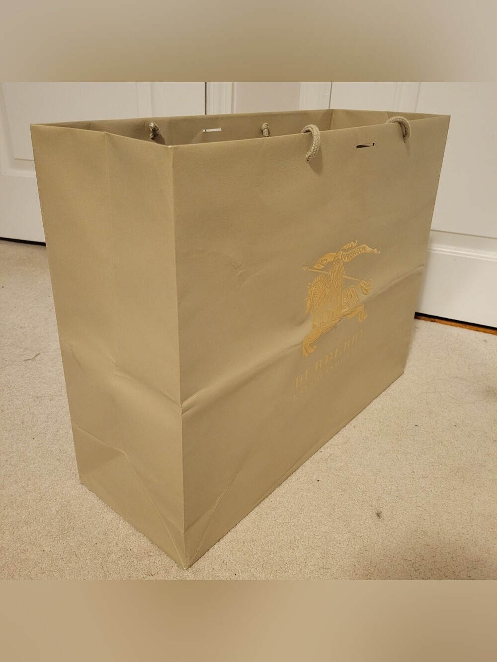 Burberry Luxury Shopping bag -Paper Gift Bag, Extra Large, Tan 16" x 21"x 7"